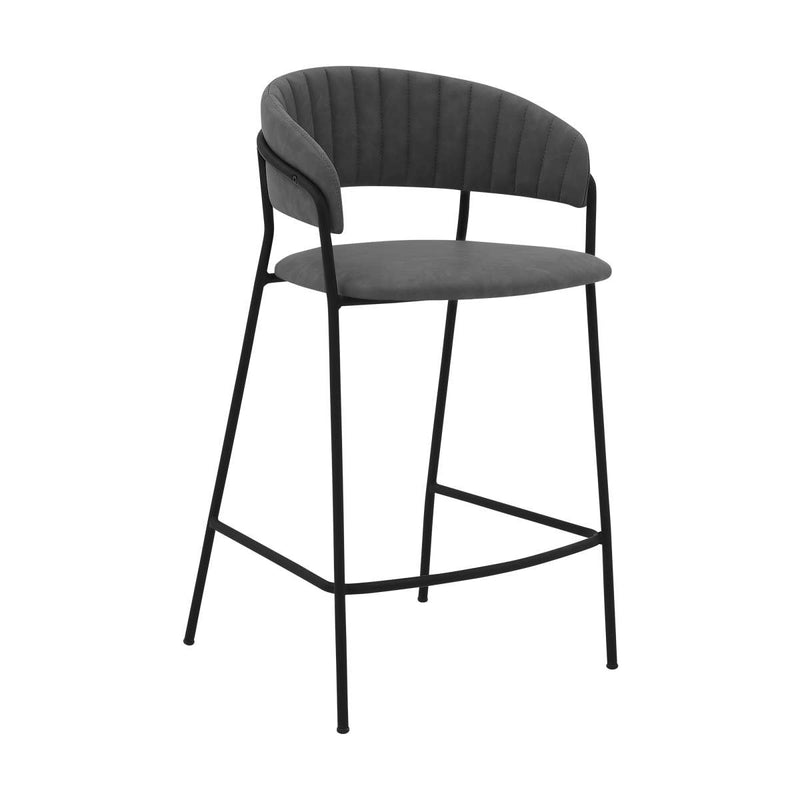 Nara 26" Gray Faux Leather and Metal Counter Height Bar Stool By Armen Living | Bar Stools |  Modishstore  - 4