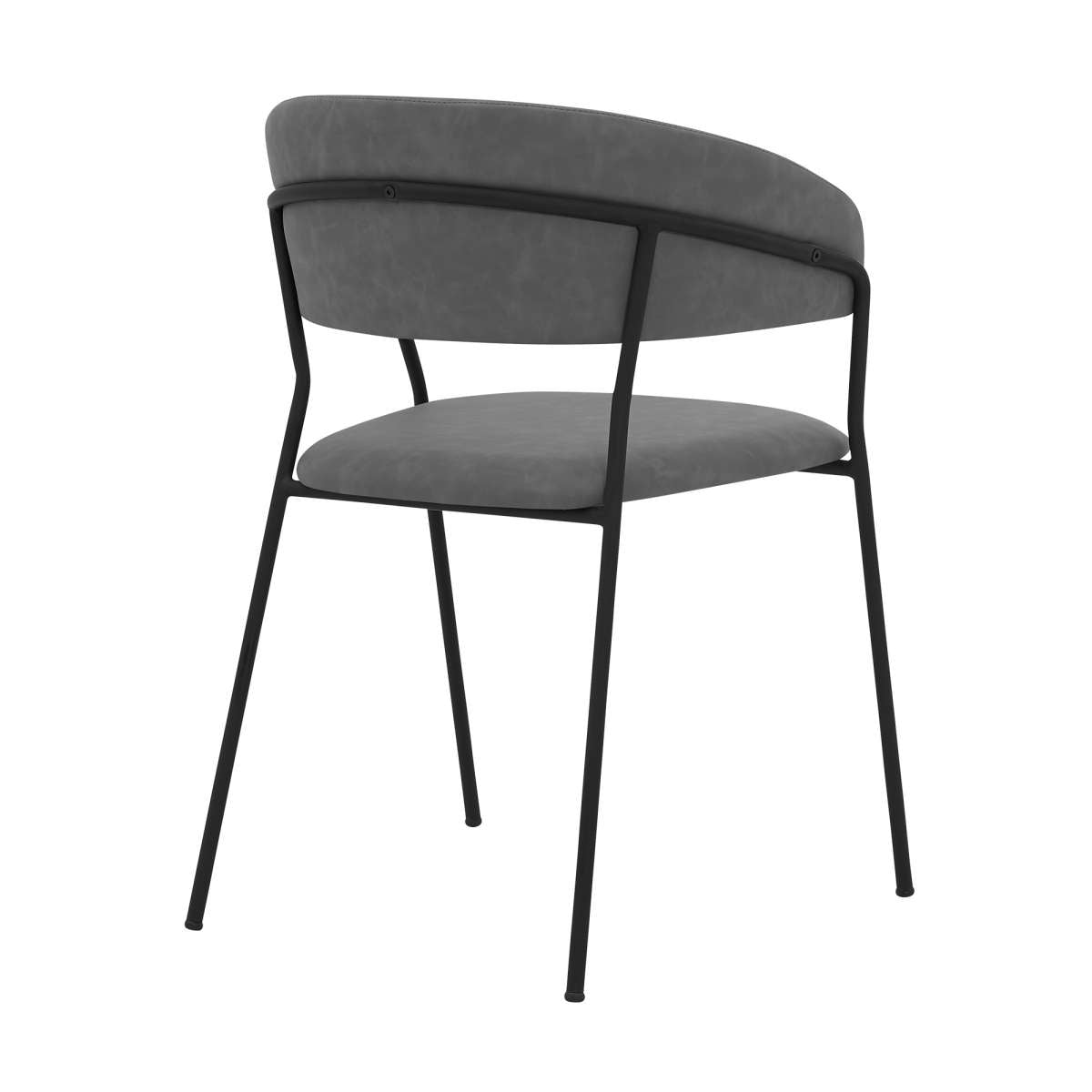 Nara Modern Gray Faux Leather and Metal Dining Room Chairs - Set of 2 By Armen Living | Dining Chairs | Modishstore - 3