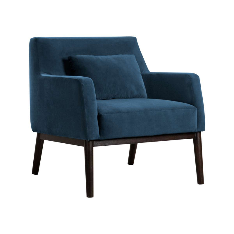 Oliver Blue Velvet Modern Accent Chair with Wood Legs By Armen Living | Accent Chairs |  Modishstore  - 2