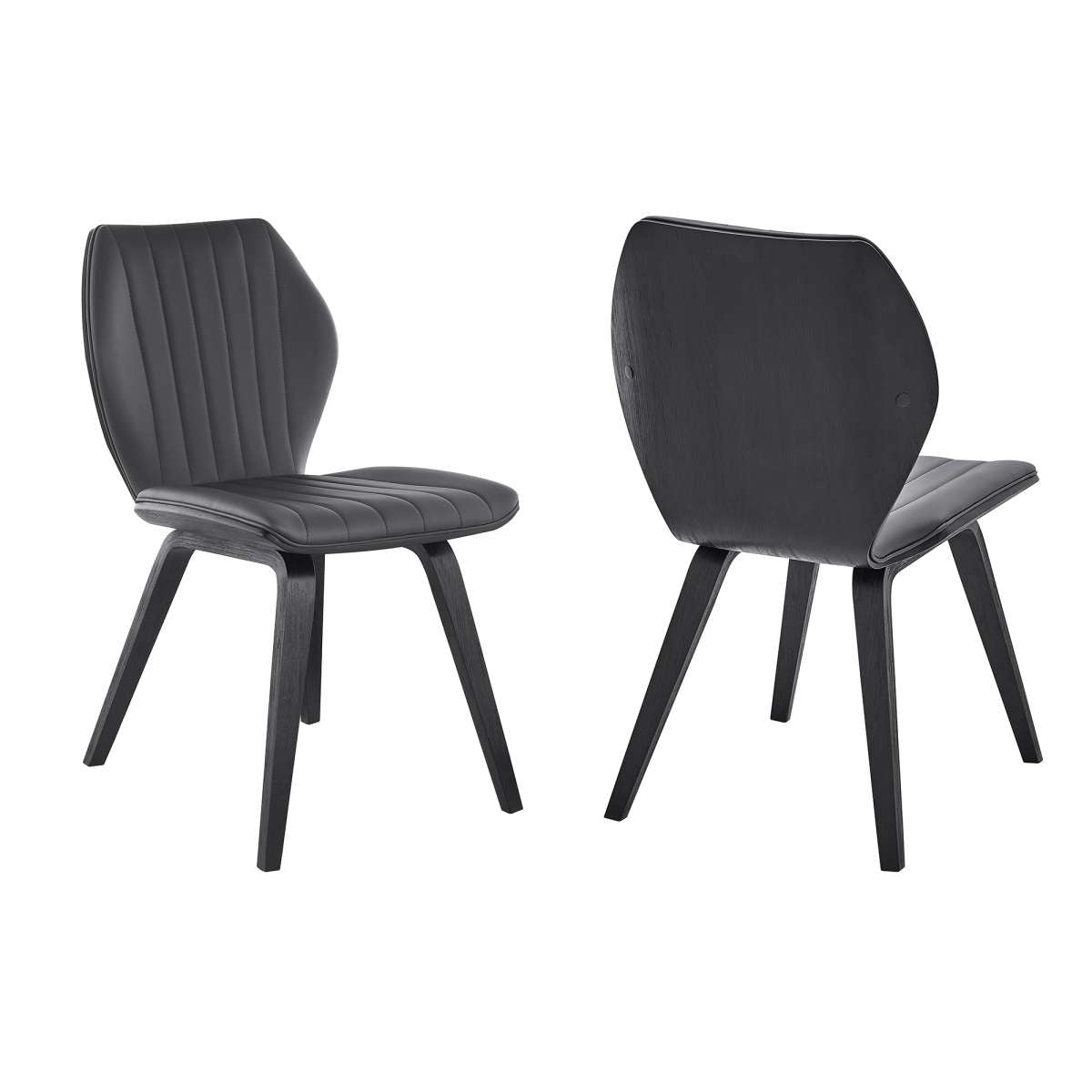 Ontario Gray Faux Leather and Black Wood Dining Chairs - Set of 2 By Armen Living | Dining Chairs | Modishstore