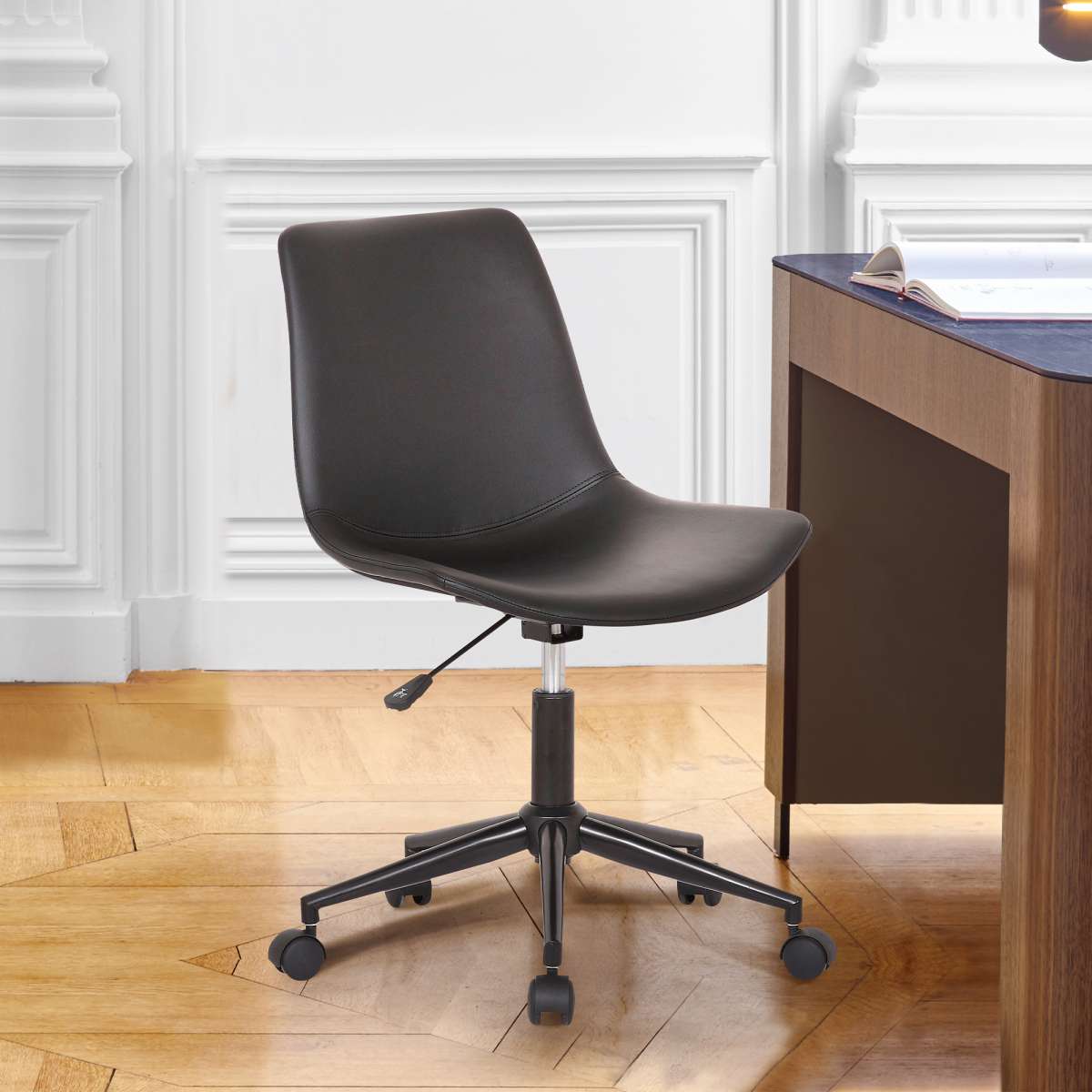 Optima Adjustable Black Faux Leather Task Chair By Armen Living | Office Chairs | Modishstore