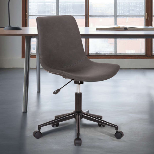 Optima Adjustable Gray Faux Leather Task Chair By Armen Living | Office Chairs | Modishstore