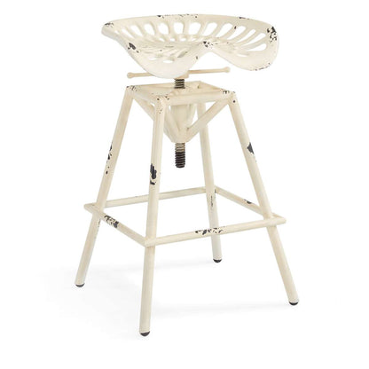 Osbourne Adjustable Industrial Metal Barstool in Antique White finish By Armen Living | Bar Stools | Modishstore - 2