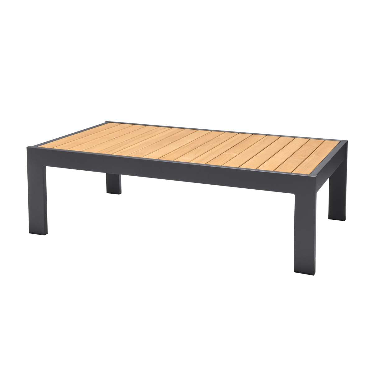 Palau Outdoor Coffee Table in Dark Grey with Natural Teak Wood Top By Armen Living | Outdoor Tables |  Modishstore  - 7