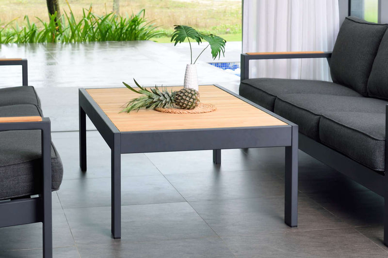 Palau Outdoor Coffee Table in Dark Grey with Natural Teak Wood Top By Armen Living | Outdoor Tables |  Modishstore 