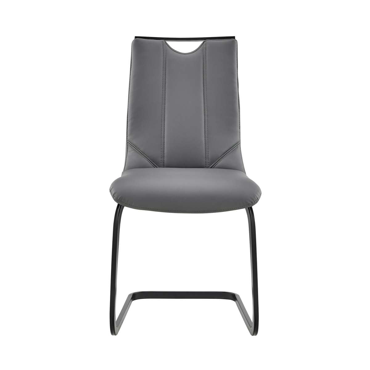 Pacific Dining Room Chair in Gray Faux Leather and Black Finish - Set of 2 By Armen Living | Dining Chairs | Modishstore - 2