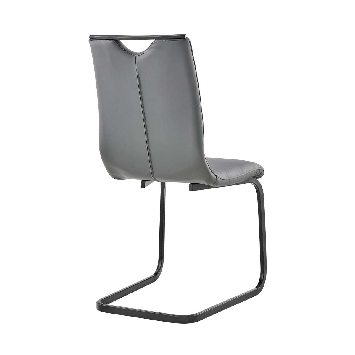 Pacific Dining Room Chair in Gray Faux Leather and Black Finish - Set of 2 By Armen Living | Dining Chairs | Modishstore - 3