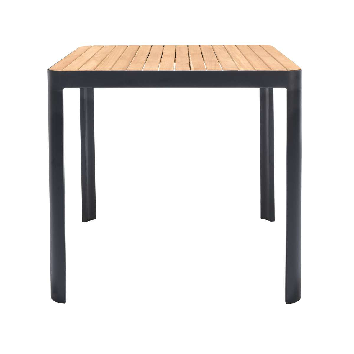 Portals Outdoor Square Bar Table in Natural Teak Wood Top and Black Frame By Armen Living | Outdoor Tables |  Modishstore  - 4