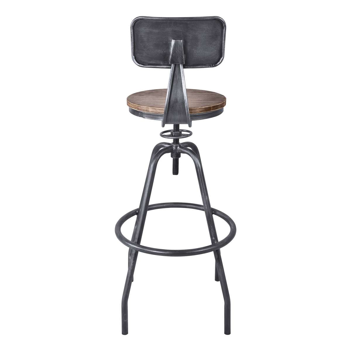 Perlo Industrial Adjustable Barstool in Industrial Gray and Pine Wood By Armen Living | Bar Stools | Modishstore - 4