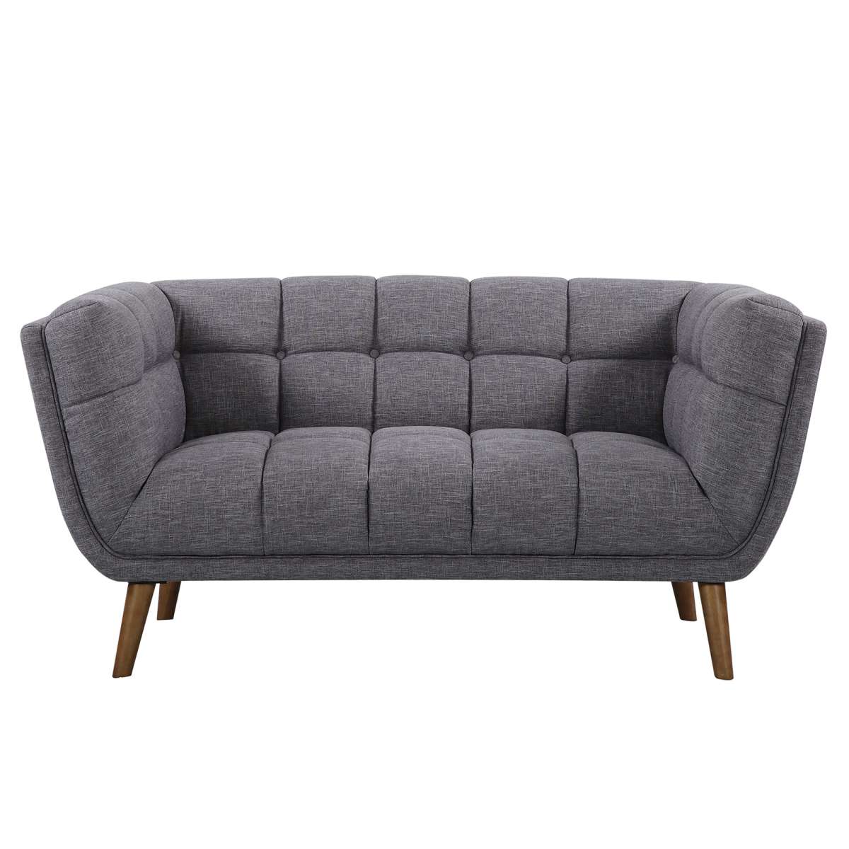 Phantom Mid-Century Modern Loveseat in Dark Gray Linen and Walnut Legs By Armen Living | Loveseats | Modishstore - 3