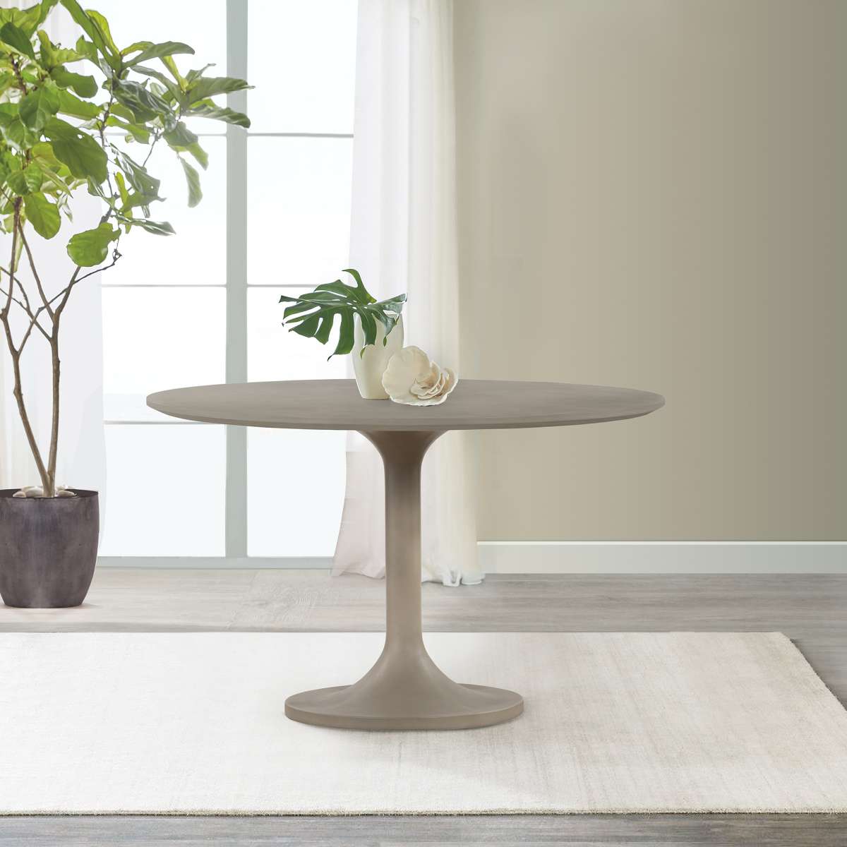 Pippa Concrete and Metal Tulip Round Dining Table By Armen Living | Dining Tables | Modishstore