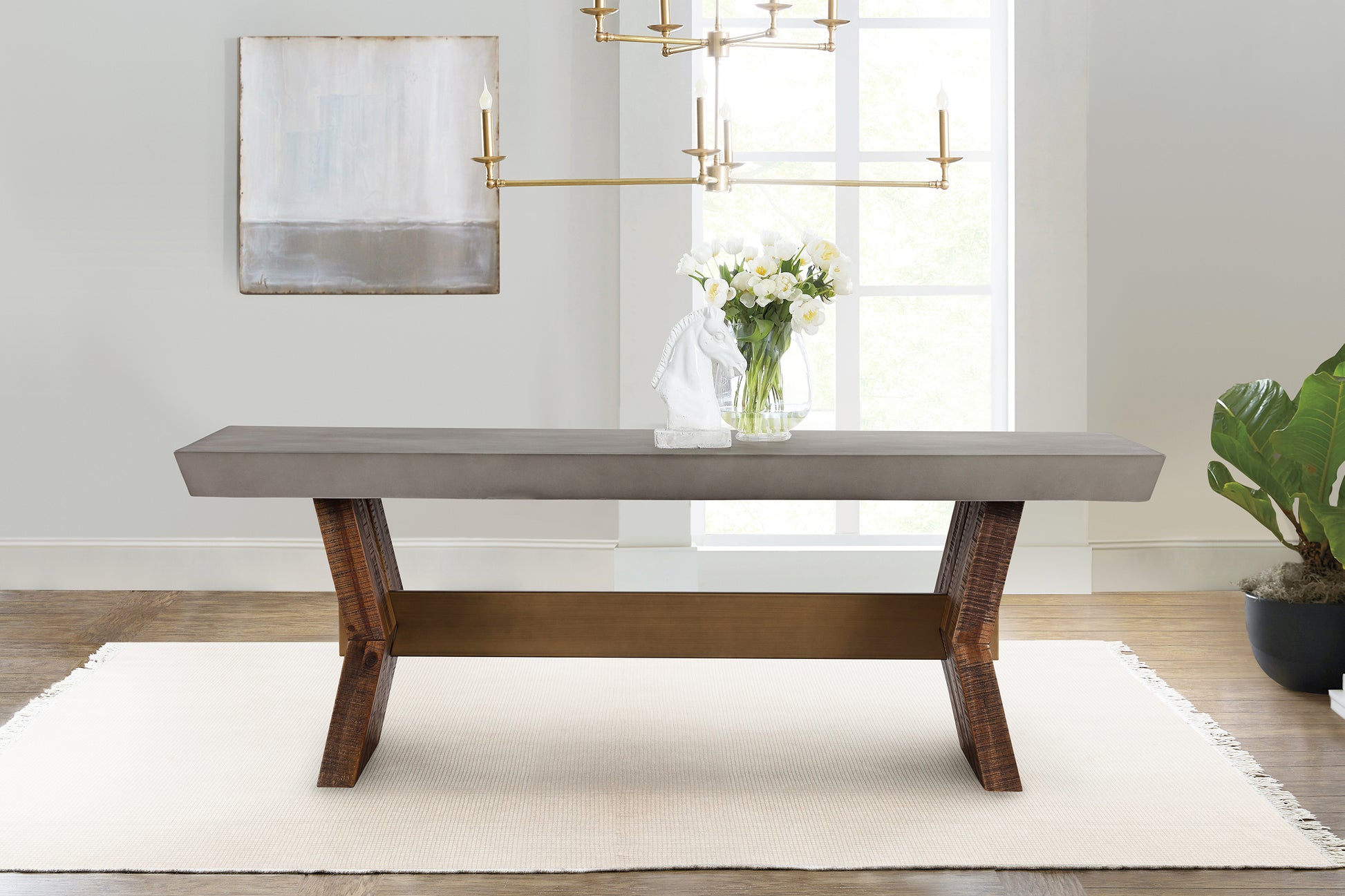 Picadilly Rectangle Dining Table in Acacia Wood and Concrete By Armen Living | Dining Tables | Modishstore