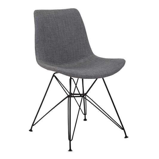 Palmetto Contemporary Dining Chair in Charcoal Fabric with Black Metal Legs By Armen Living | Dining Chairs | Modishstore