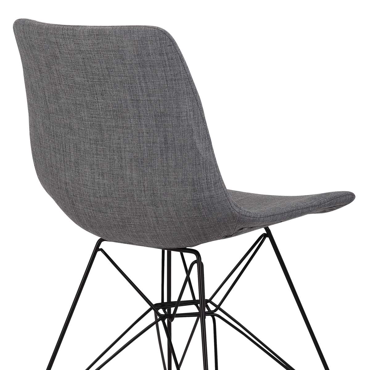 Palmetto Contemporary Dining Chair in Charcoal Fabric with Black Metal Legs By Armen Living | Dining Chairs | Modishstore - 4