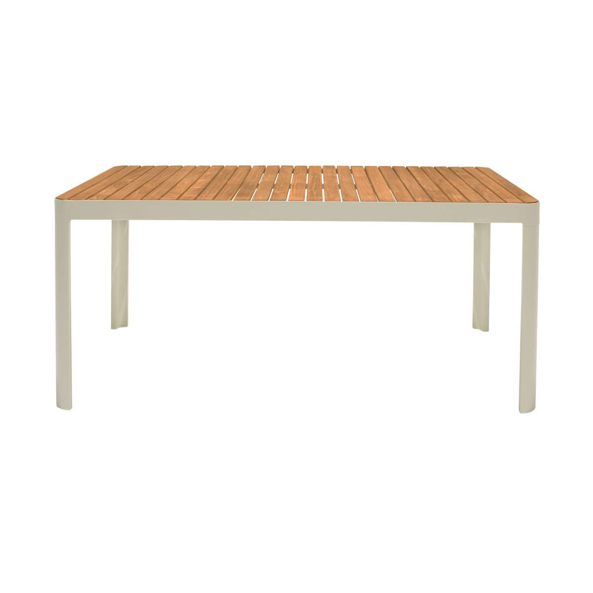 Portals Outdoor Rectangular Coral Sand Aluminum & Teak Wood Dining Table By Armen Living | Outdoor Tables |  Modishstore  - 2