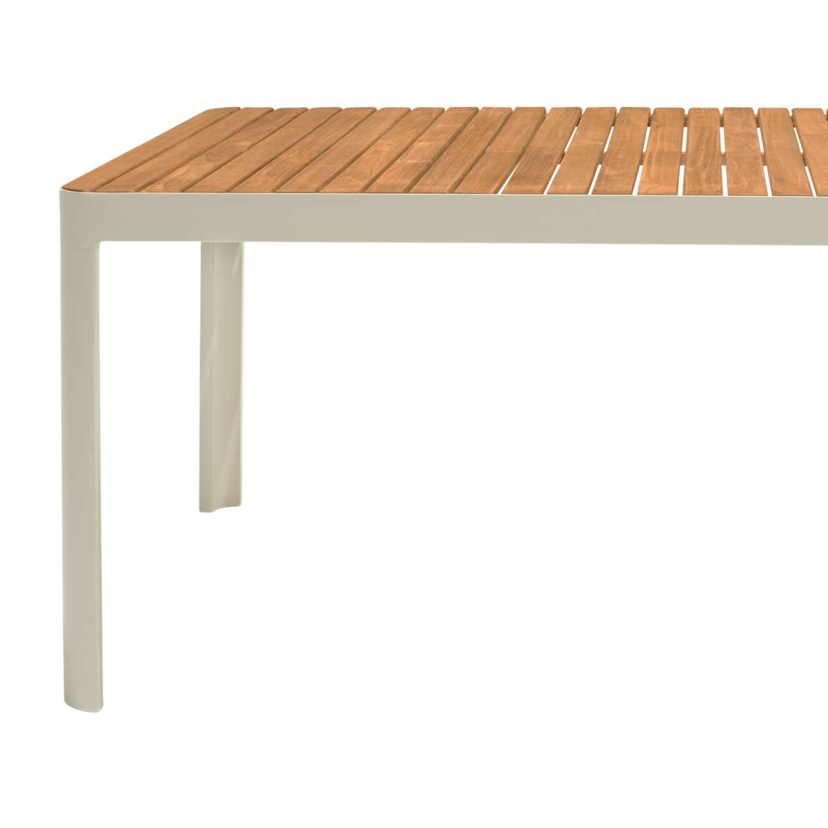 Portals Outdoor Rectangular Coral Sand Aluminum & Teak Wood Dining Table By Armen Living | Outdoor Tables |  Modishstore  - 5