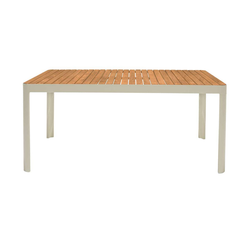 Portals Outdoor Rectangular Coral Sand Aluminum & Teak Wood Dining Table By Armen Living | Outdoor Tables |  Modishstore  - 2