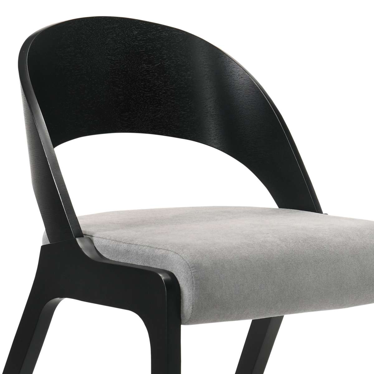 Polly Mid-Century Gray Upholstered Dining Chairs in Black Finish - Set of 2 By Armen Living | Dining Chairs | Modishstore - 4