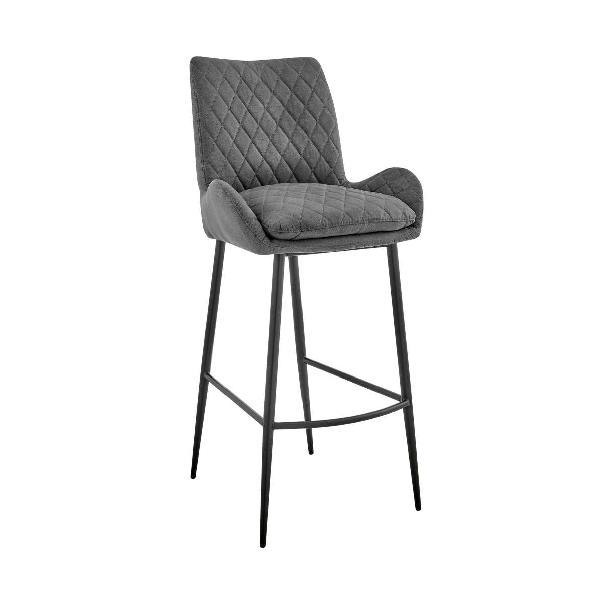 Panama 26" Counter Height Bar Stool in Charcoal Fabric and Black Finish By Armen Living | Bar Stools | Modishstore - 2