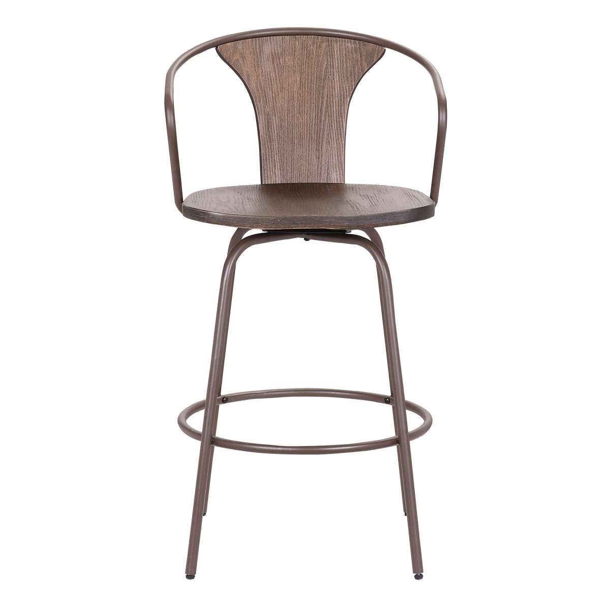 Payton Industrial 26" Swivel Walnut Wood and Metal Bar Stool By Armen Living | Bar Stools | Modishstore - 3