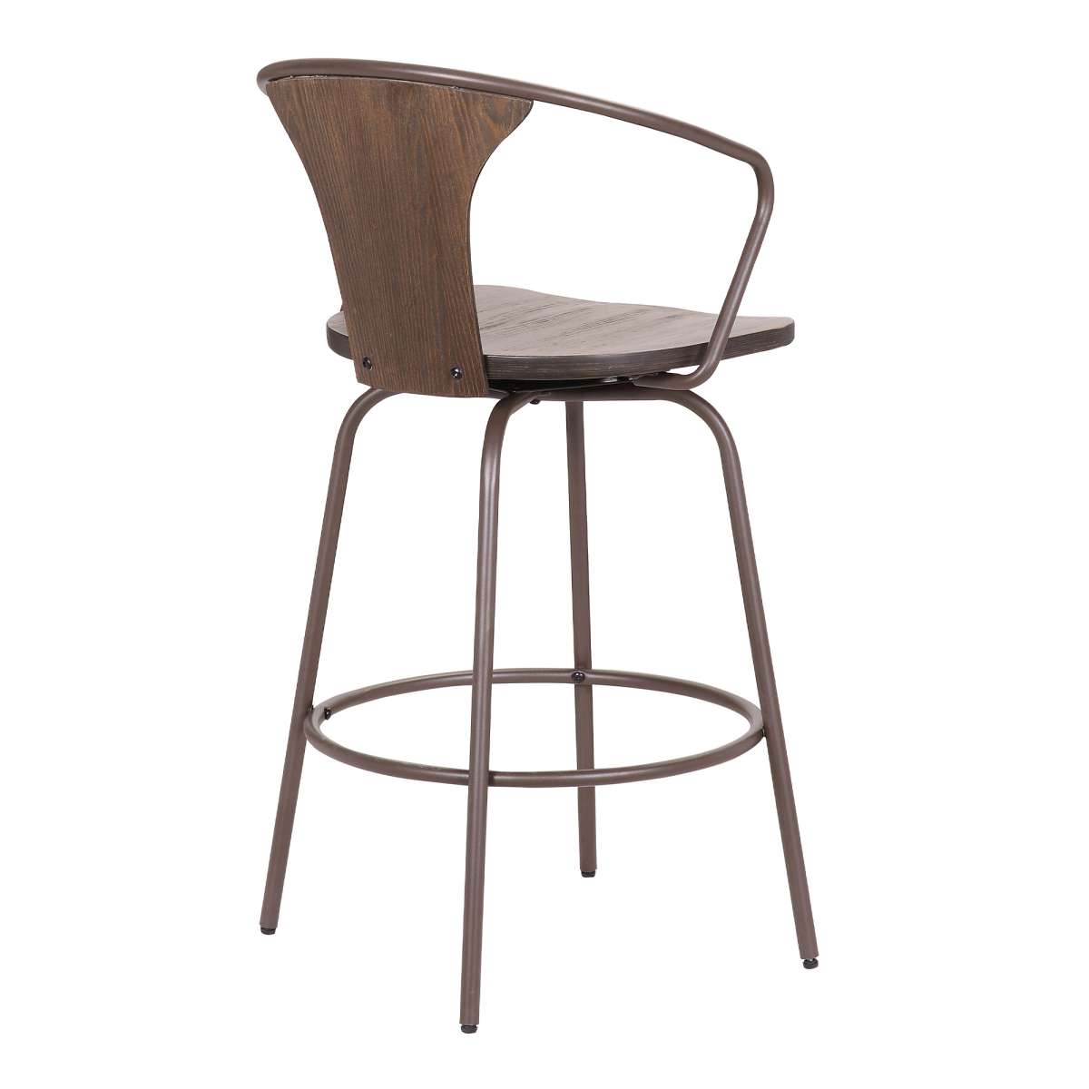 Payton Industrial 26" Swivel Walnut Wood and Metal Bar Stool By Armen Living | Bar Stools | Modishstore - 4