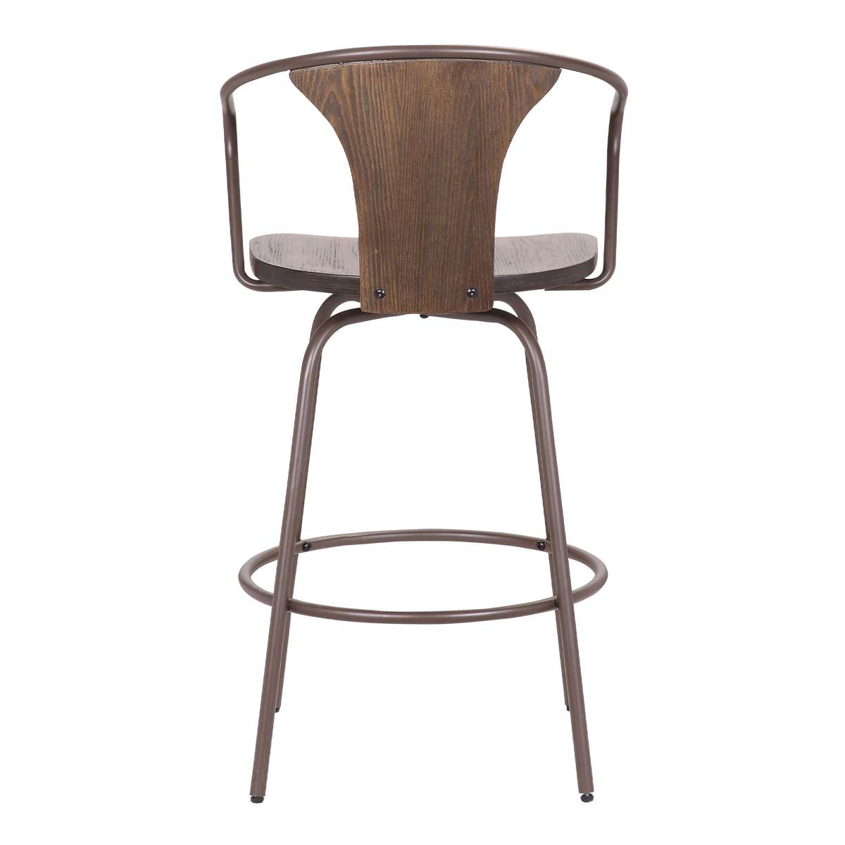 Payton Industrial 26" Swivel Walnut Wood and Metal Bar Stool By Armen Living | Bar Stools | Modishstore - 5