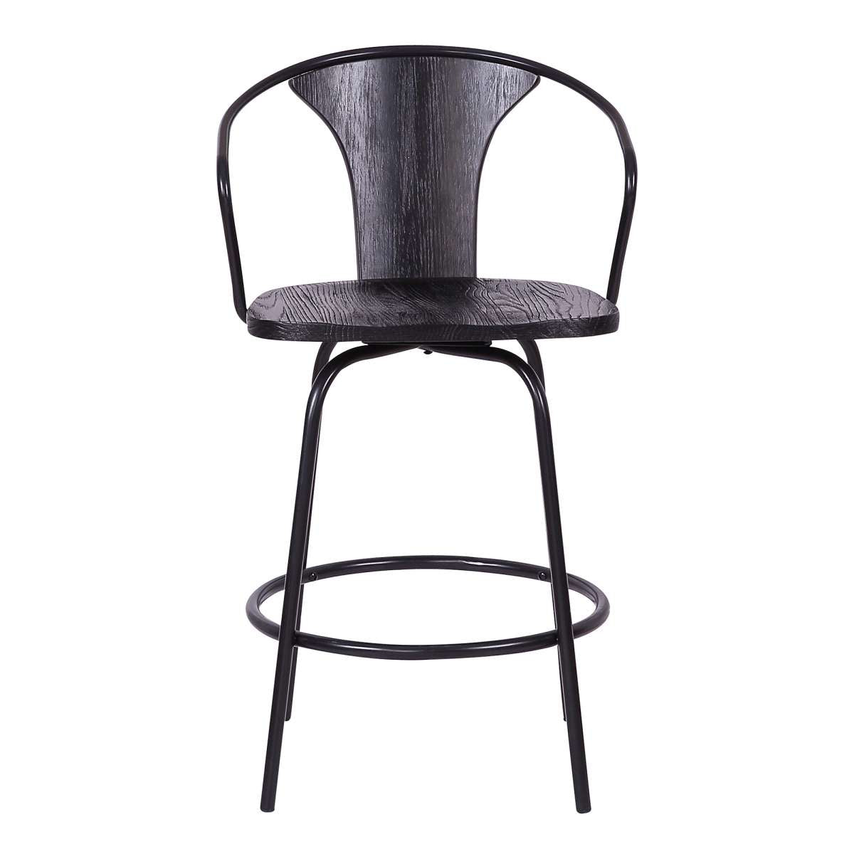 Payton Industrial 26" Swivel Black Wood and Metal Bar Stool By Armen Living | Bar Stools | Modishstore - 3