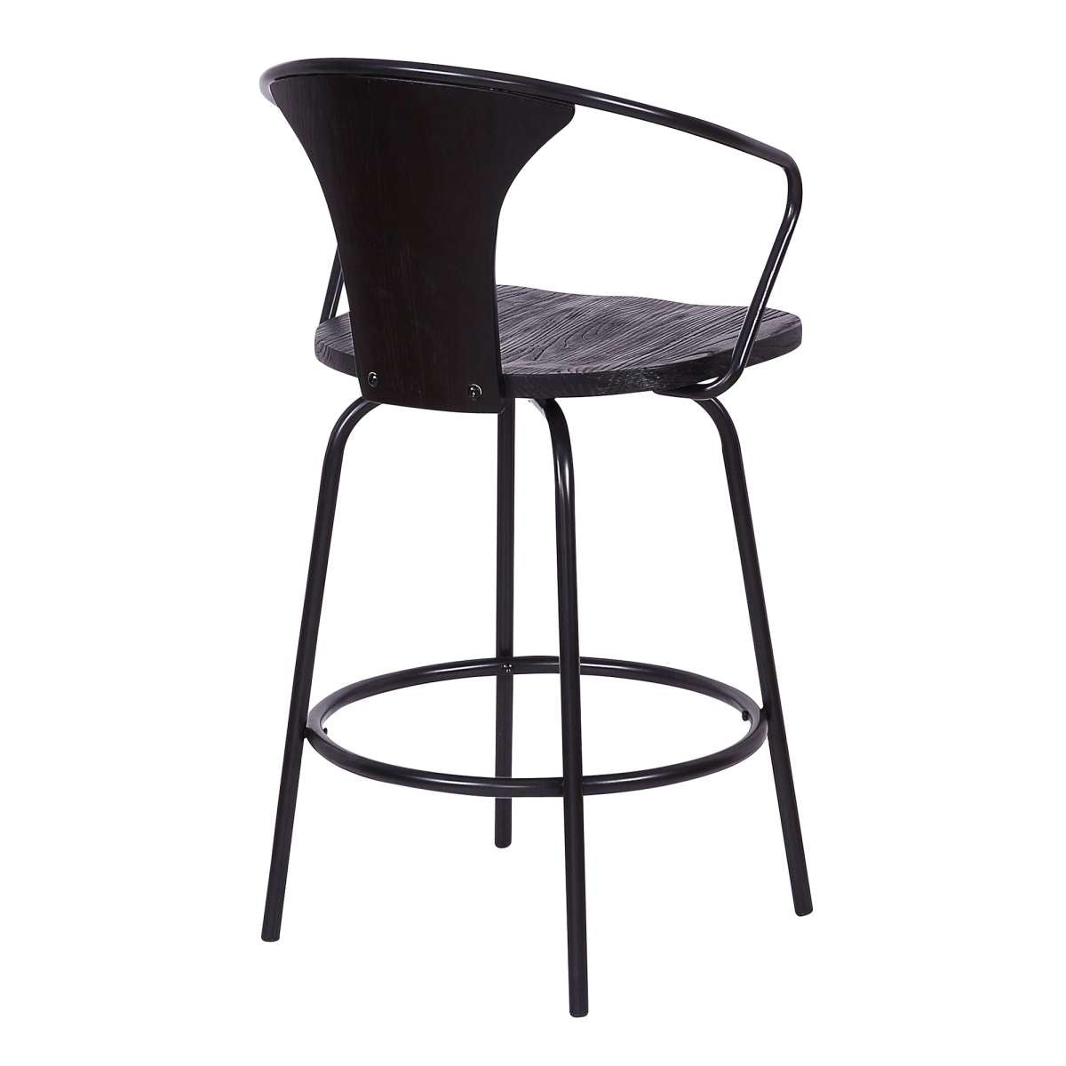 Payton Industrial 26" Swivel Black Wood and Metal Bar Stool By Armen Living | Bar Stools | Modishstore - 4