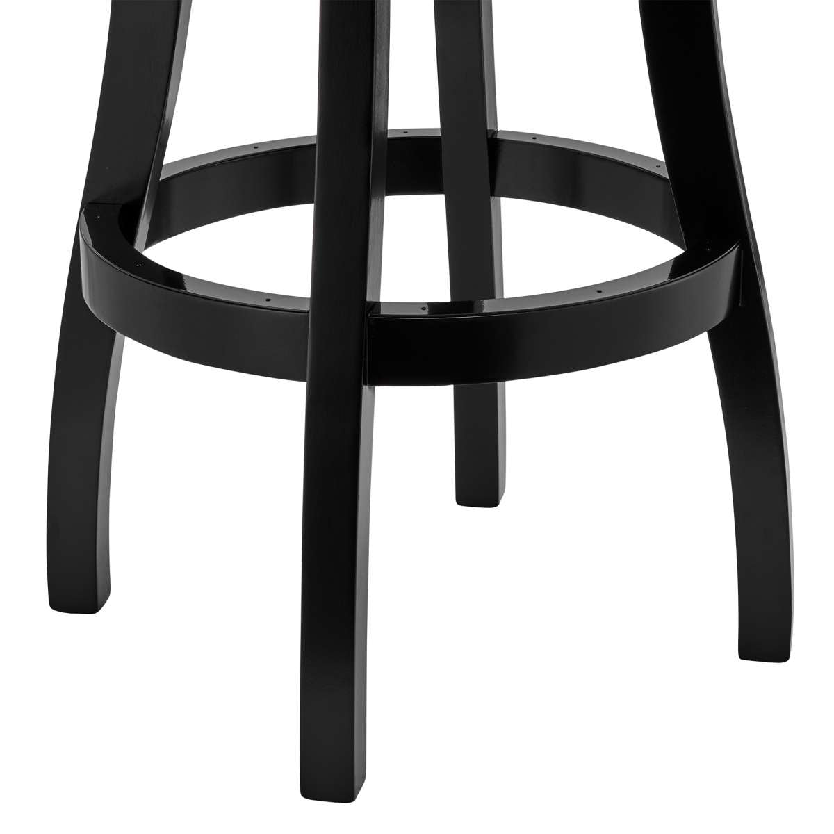 Raleigh 30" Bar Height Swivel Barstool in Black Finish and Gray Faux Leather By Armen Living | Bar Stools | Modishstore - 6