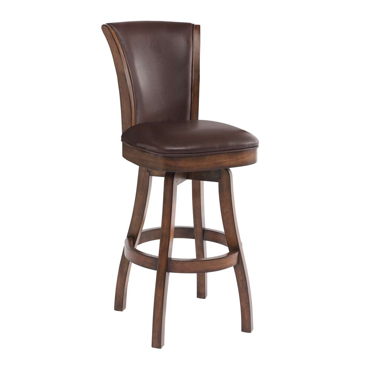 Raleigh 26" Counter Height Swivel Wood Barstool in Chestnut Finish and Kahlua Faux Leather By Armen Living | Bar Stools | Modishstore - 2