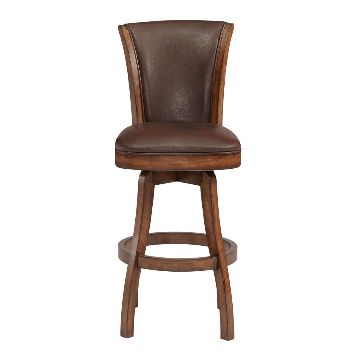 Raleigh 26" Counter Height Swivel Wood Barstool in Chestnut Finish and Kahlua Faux Leather By Armen Living | Bar Stools | Modishstore - 3