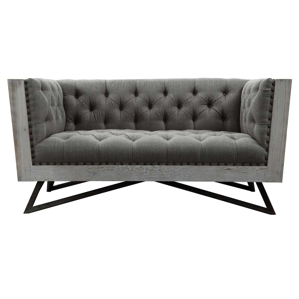 Regis Contemporary Loveseat in Gray Fabric By Armen Living | Loveseats | Modishstore - 2