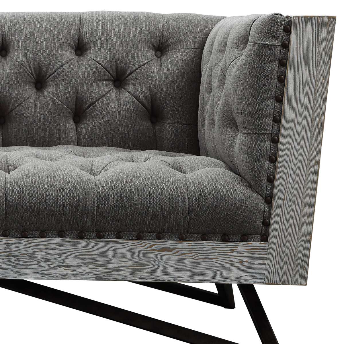 Regis Contemporary Loveseat in Gray Fabric By Armen Living | Loveseats | Modishstore - 3