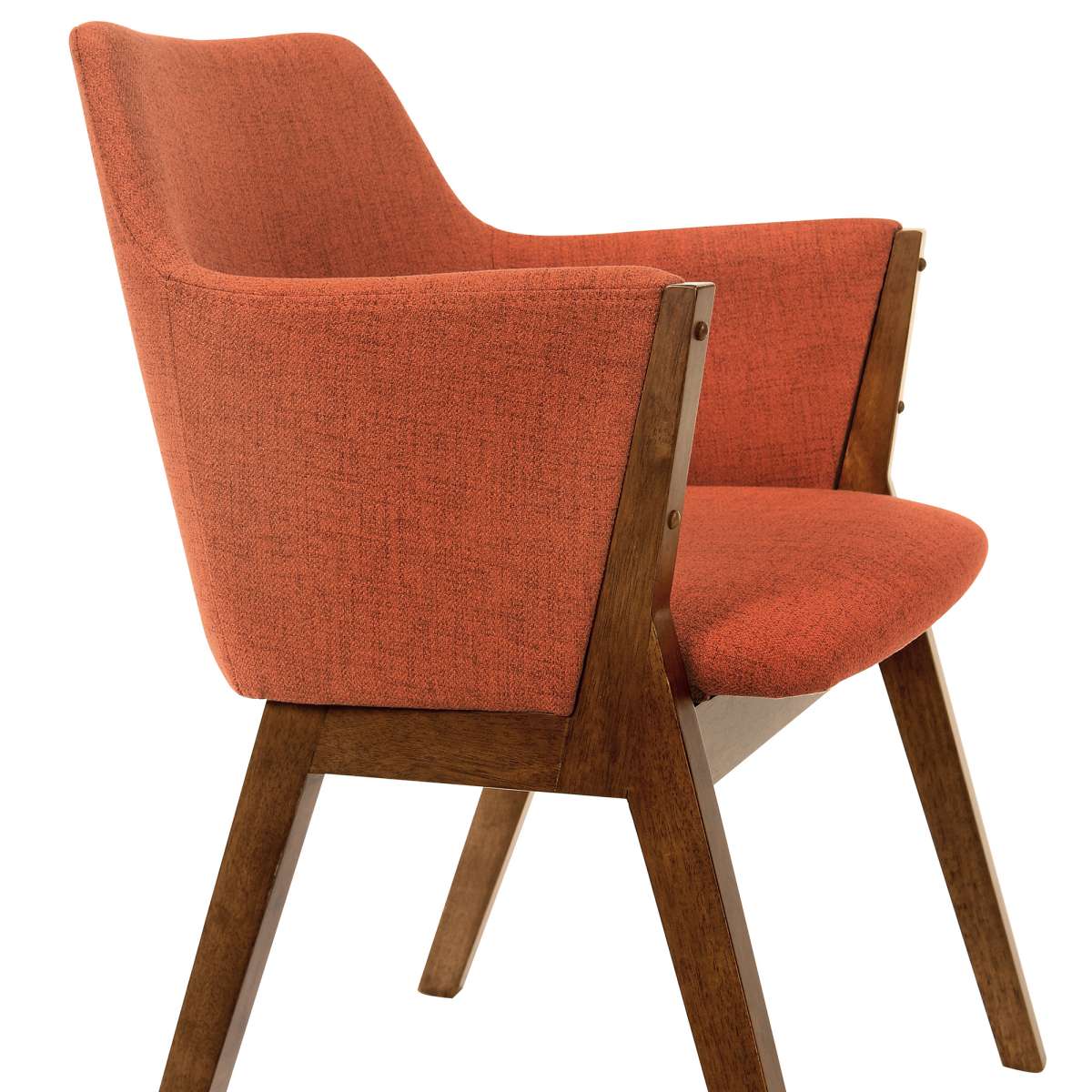 Renzo Orange Fabric and Walnut Wood Dining Side Chairs - Set of 2 By Armen Living | Side Chairs |  Modishstore  - 6