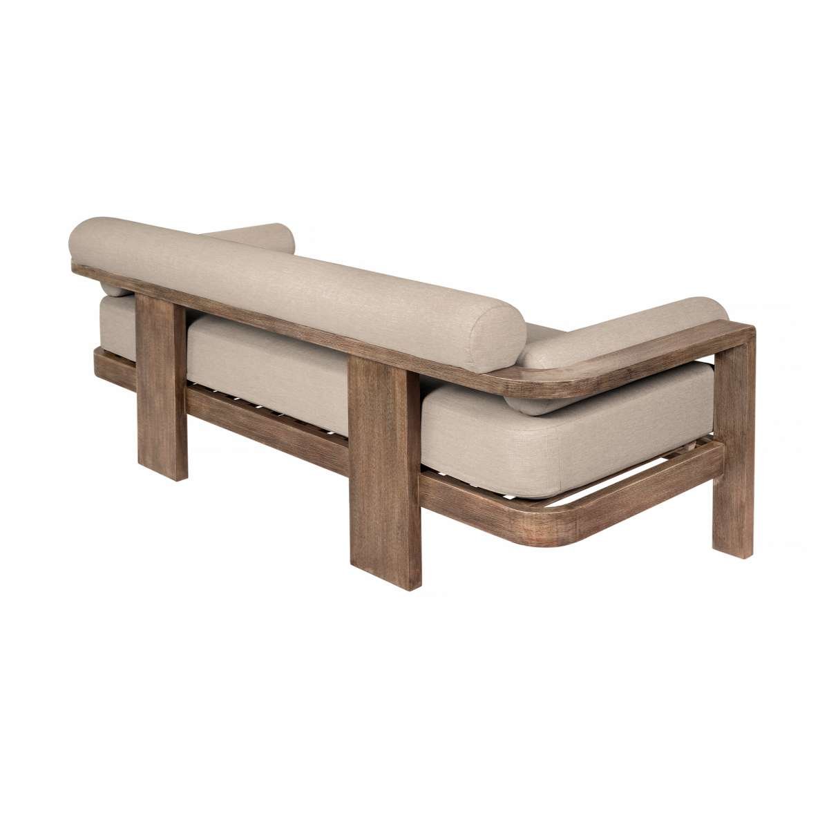 Relic Outdoor Patio Sofa in Weathered Eucalyptus Wood with Taupe Olefin Cushions By Armen Living | Outdoor Sofas, Loveseats & Sectionals | Modishstore - 4