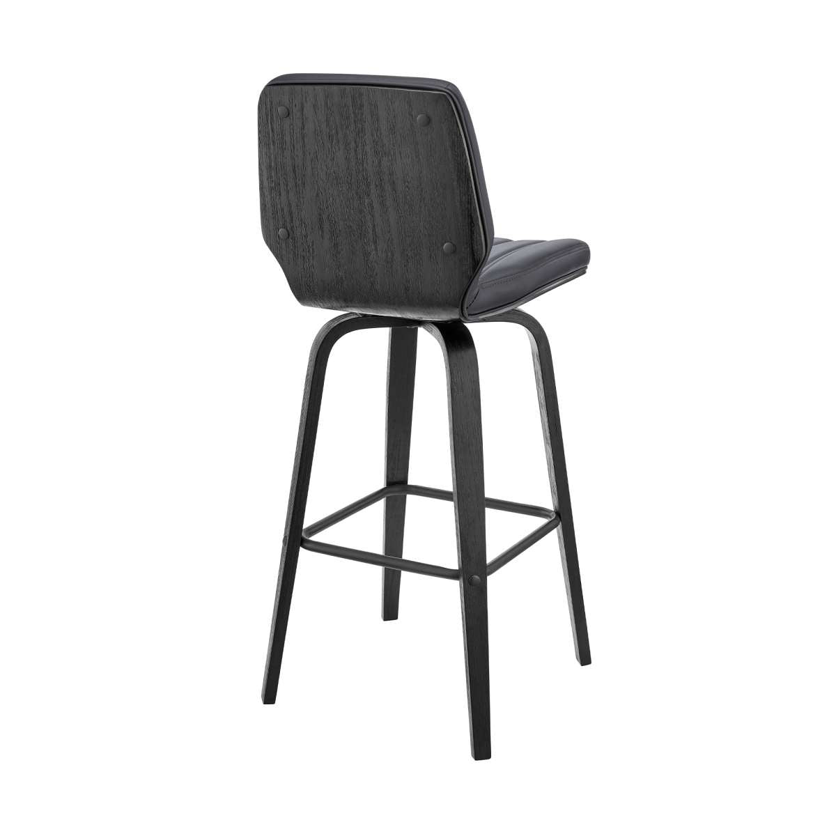 Renee 26" Swivel Grey Faux Leather and Black Wood Bar Stool By Armen Living | Bar Stools | Modishstore - 4