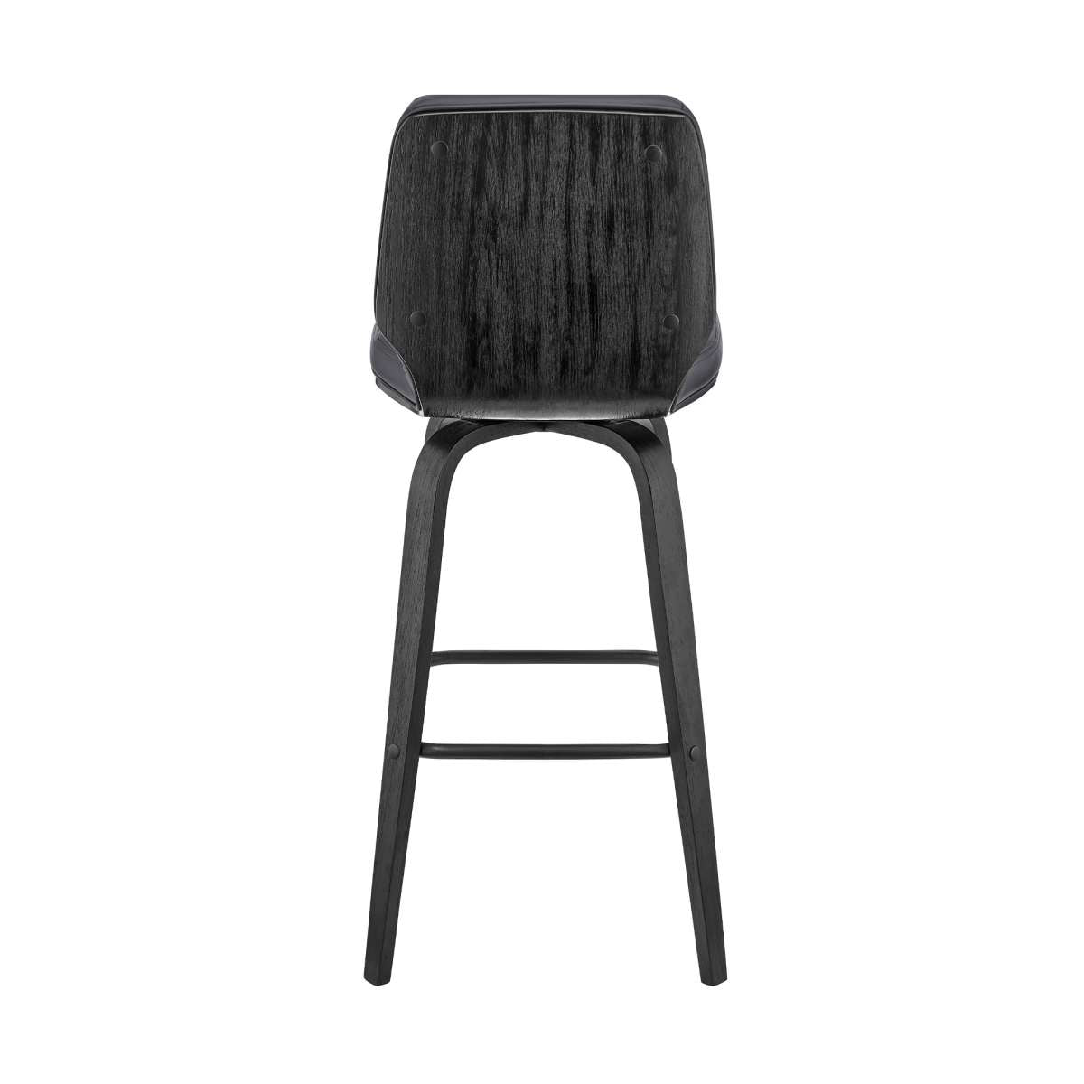 Renee 26" Swivel Grey Faux Leather and Black Wood Bar Stool By Armen Living | Bar Stools | Modishstore - 5