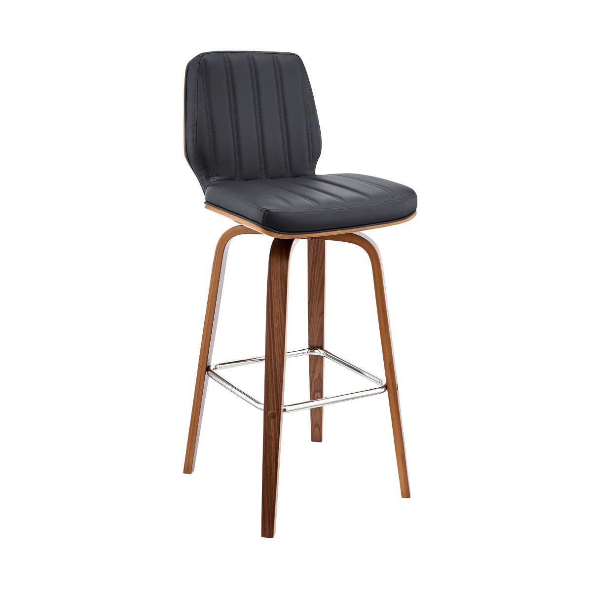 Renee 26" Swivel Grey Faux Leather and Walnut Wood Bar Stool By Armen Living | Bar Stools | Modishstore - 2