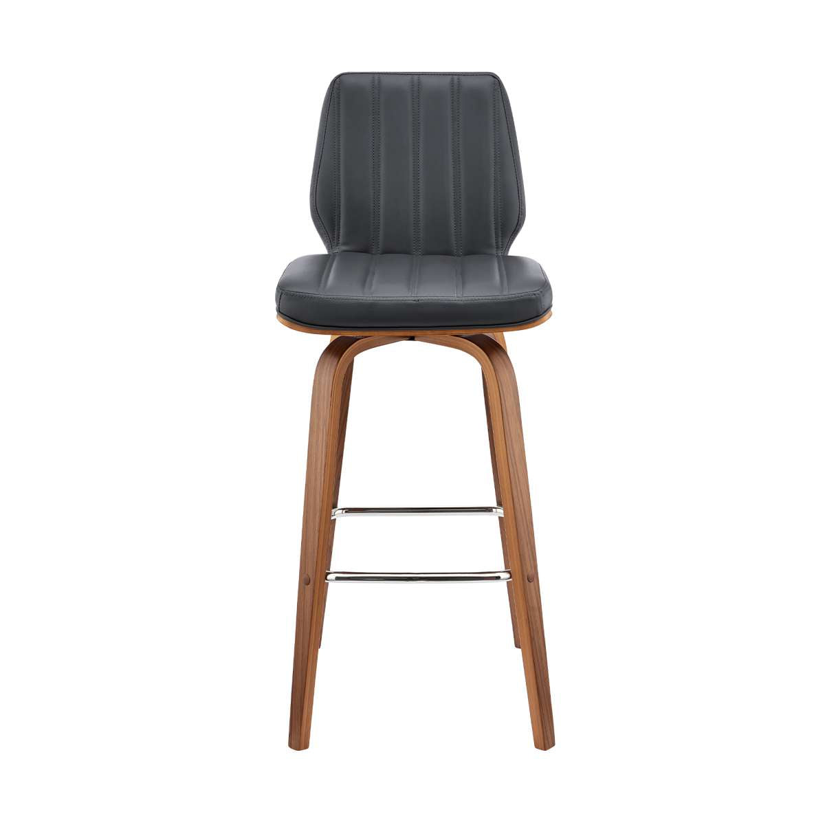 Renee 26" Swivel Grey Faux Leather and Walnut Wood Bar Stool By Armen Living | Bar Stools | Modishstore - 3