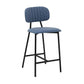 Rococo 26" Blue Faux Leather and Metal Counter Height Bar Stool By Armen Living | Bar Stools | Modishstore