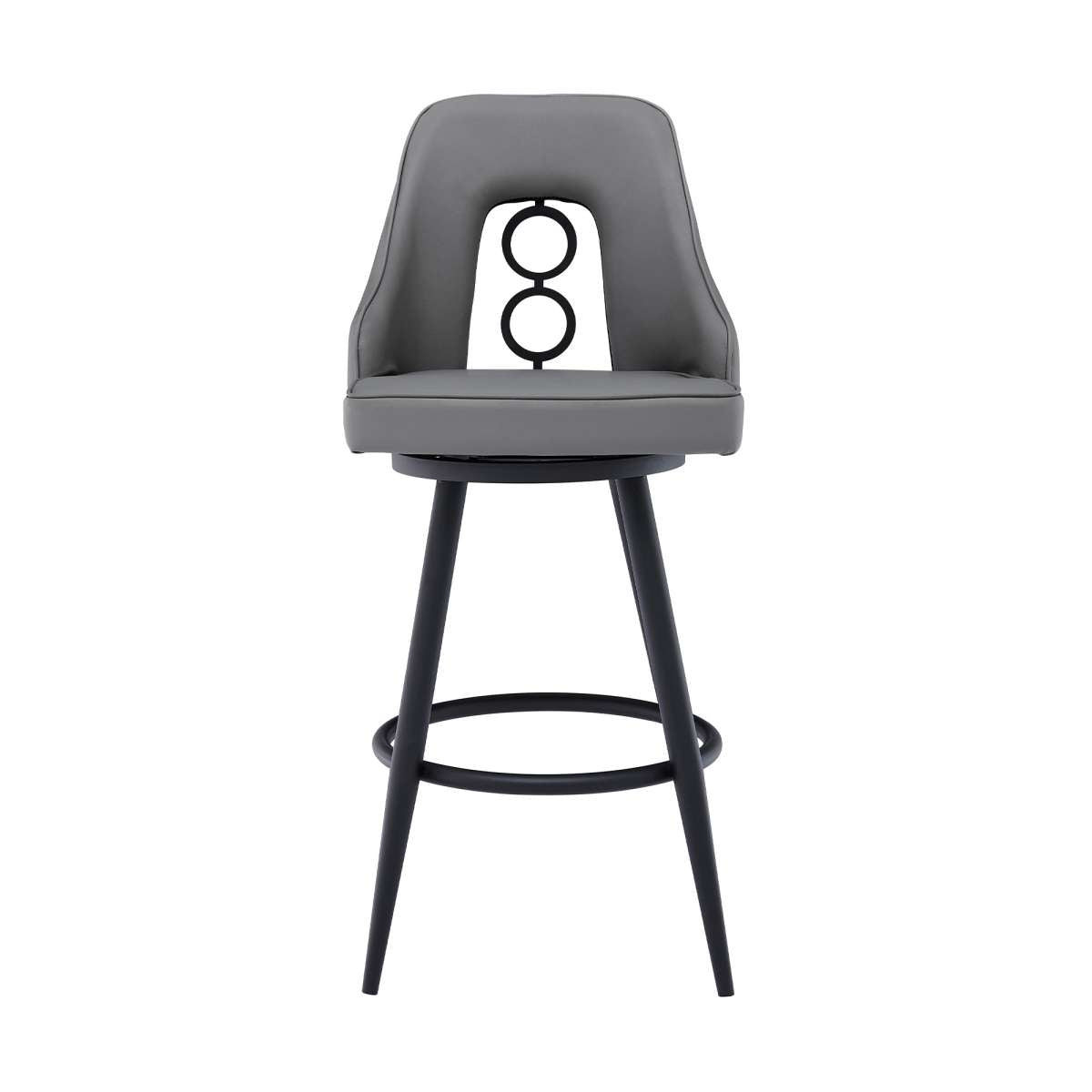 Ruby 26" Counter Height Swivel Grey Faux Leather and Black Metal Bar Stool By Armen Living | Bar Stools |  Modishstore  - 8