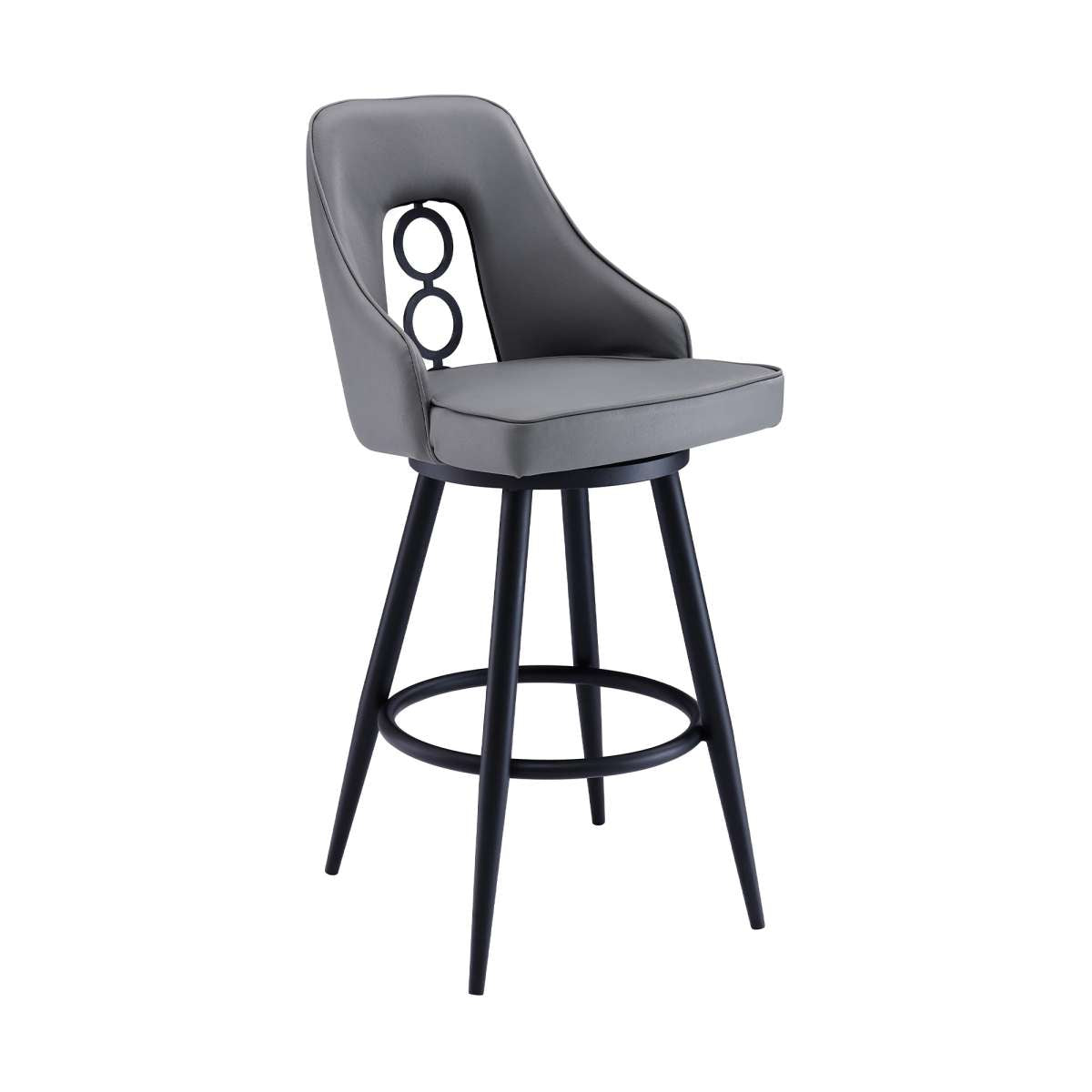 Ruby 26" Counter Height Swivel Grey Faux Leather and Black Metal Bar Stool By Armen Living | Bar Stools |  Modishstore  - 7