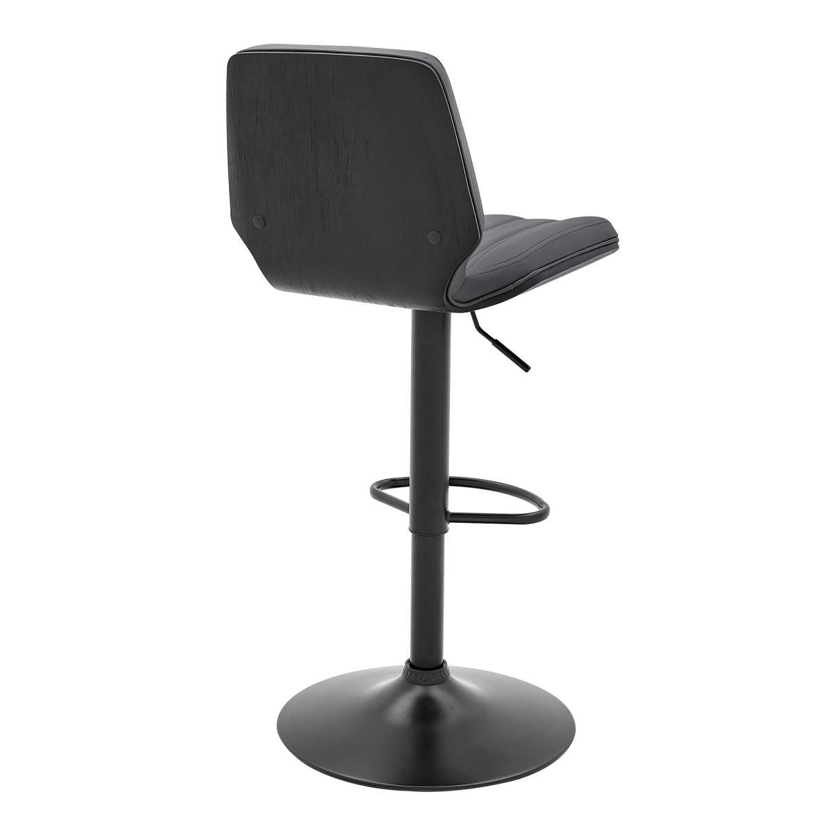 Sabine Adjustable Swivel Gray Faux Leather and Black Metal Bar Stool By Armen Living | Bar Stools |  Modishstore  - 5