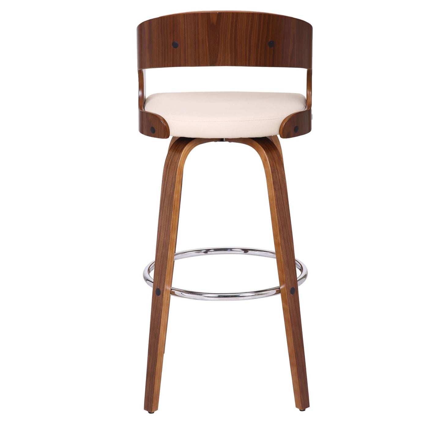 Shelly 30" Bar Height Swivel Cream Faux Leather and Walnut Wood Bar Stool By Armen Living | Bar Stools | Modishstore - 5