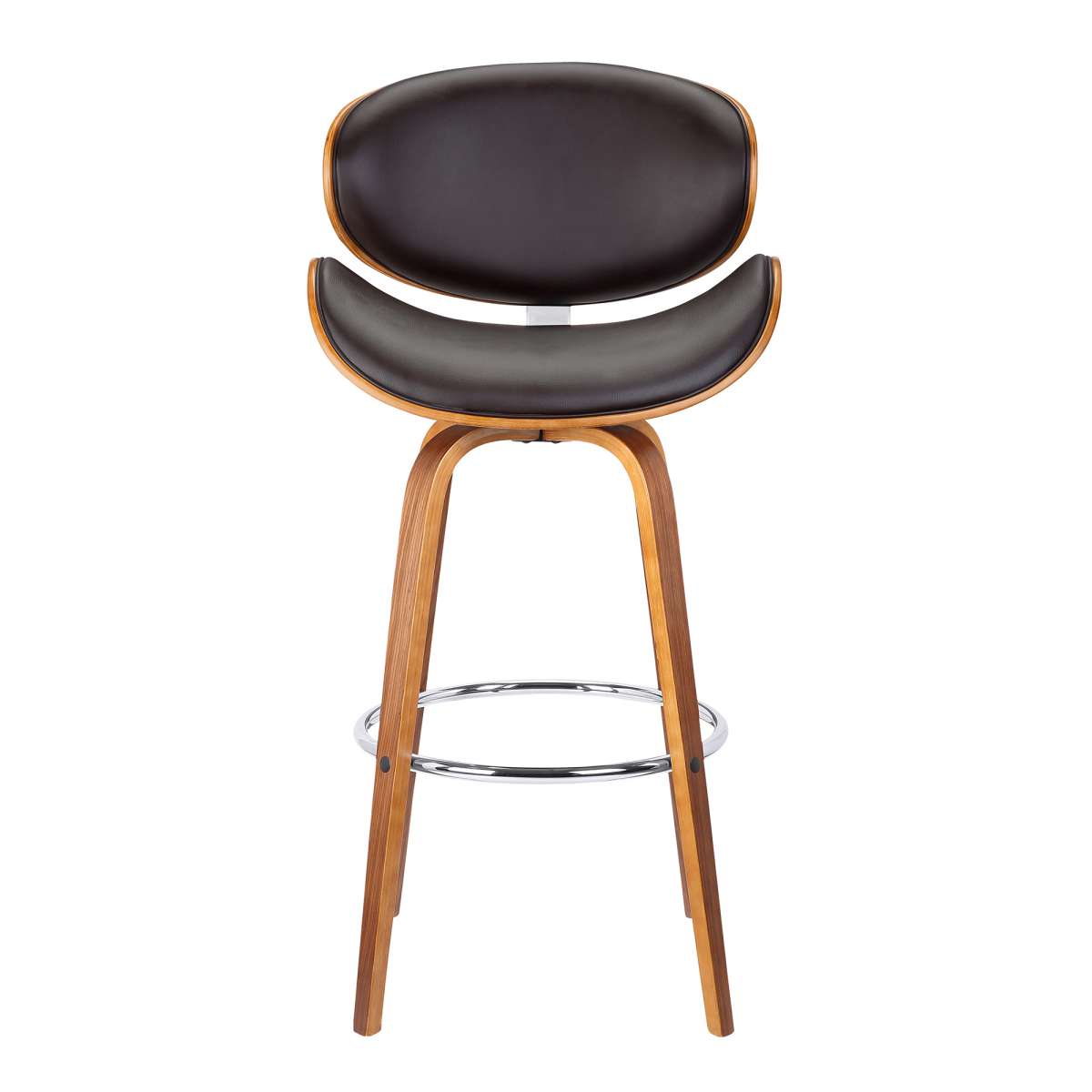 Solvang 30" Swivel Brown Faux Leather and Walnut Wood Bar Stool By Armen Living | Bar Stools | Modishstore - 3