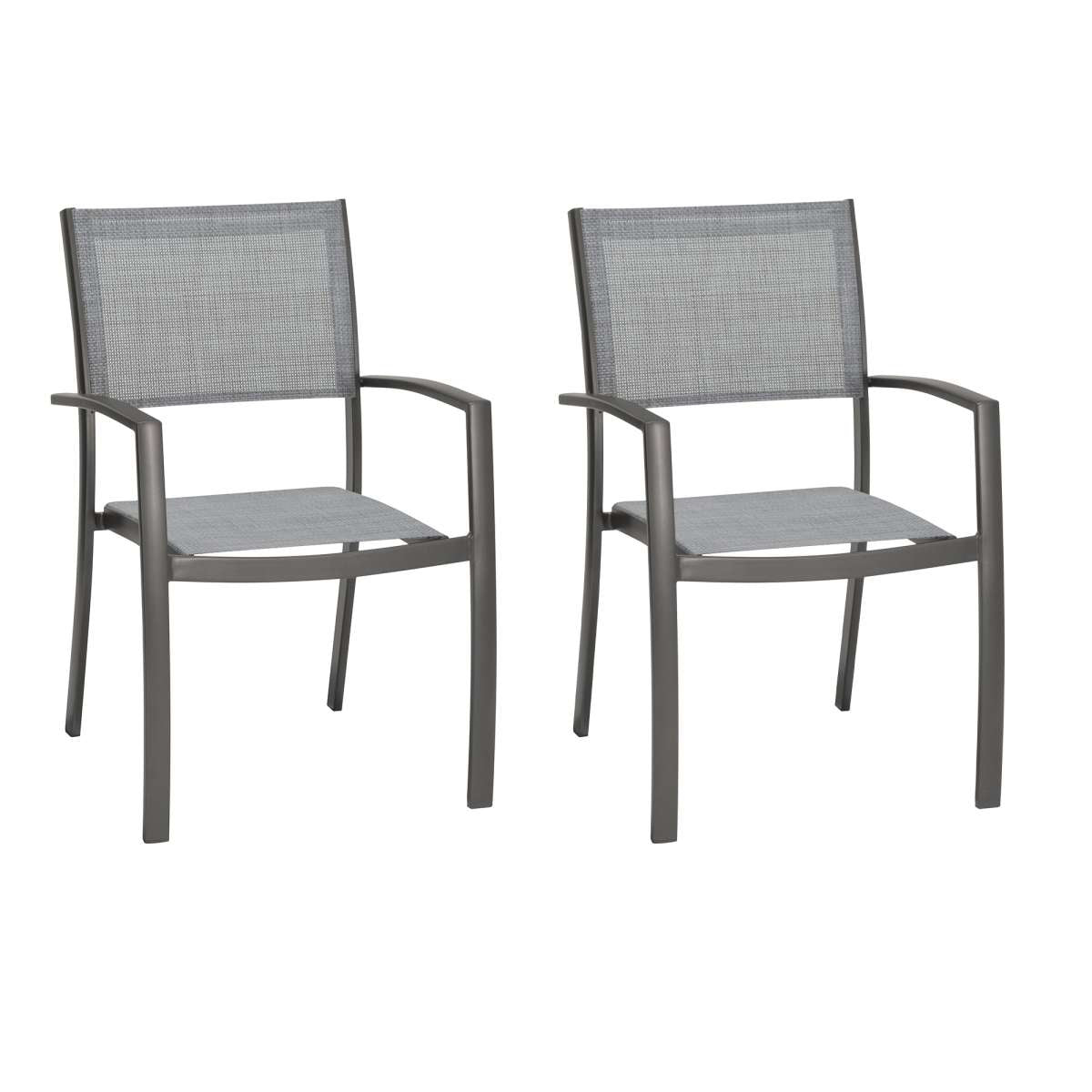 Solana Outdoor Aluminum Arm Dining Chairs in Cosmos Grey Finish - Set of 2 By Armen Living | Outdoor Chairs |  Modishstore  - 2