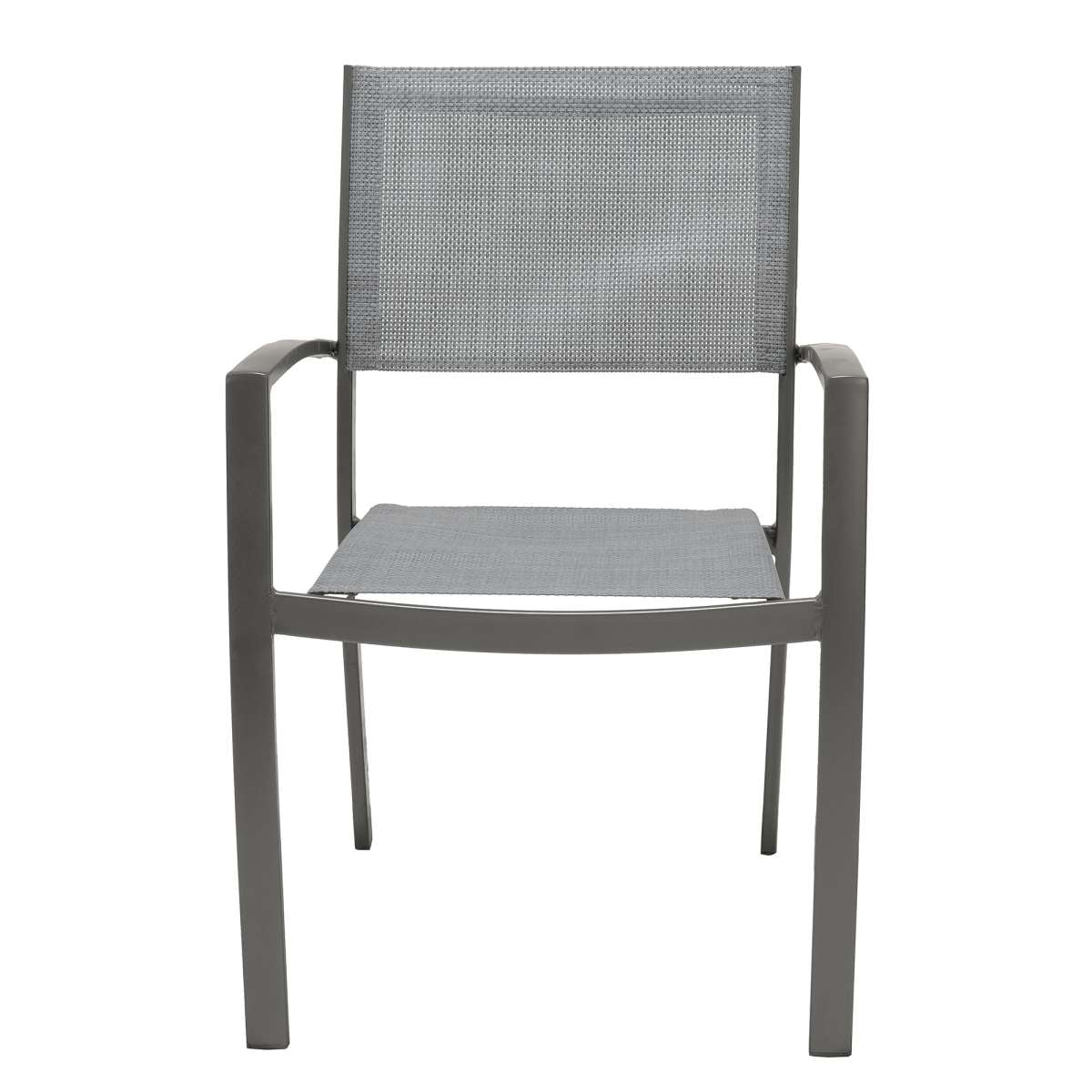 Solana Outdoor Aluminum Arm Dining Chairs in Cosmos Grey Finish - Set of 2 By Armen Living | Outdoor Chairs |  Modishstore  - 4