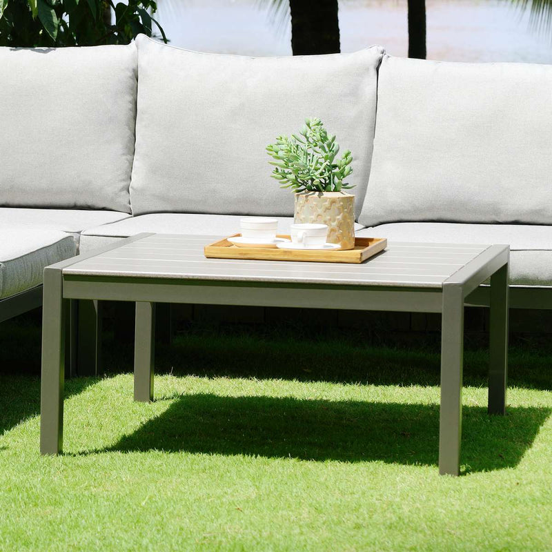 Solana Outdoor Square Coffee Table in Cosmos Grey Finish with Wood Top By Armen Living | Outdoor Tables |  Modishstore  - 7