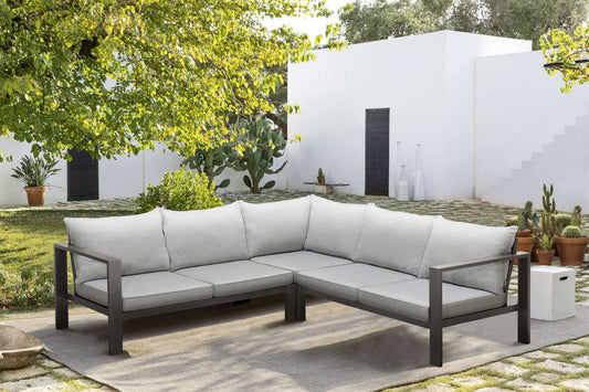 Solana Outdoor Sectional in Cosmos Finish with Grey Cushions By Armen Living | Outdoor Sofas, Loveseats & Sectionals |  Modishstore 