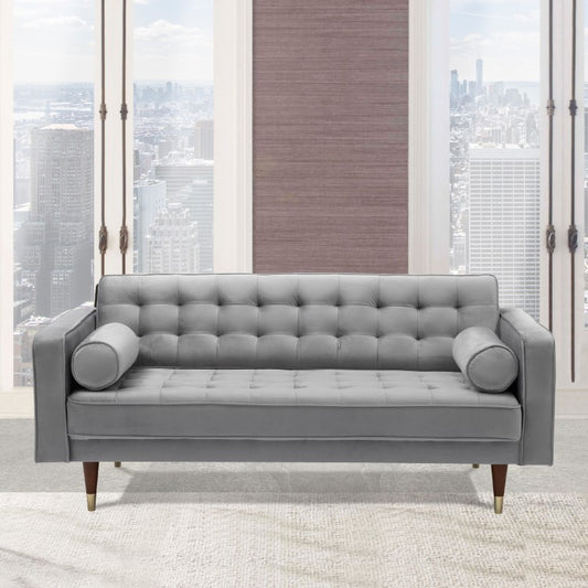 Somerset Gray Velvet Mid Century Modern Loveseat By Armen Living | Loveseats | Modishstore